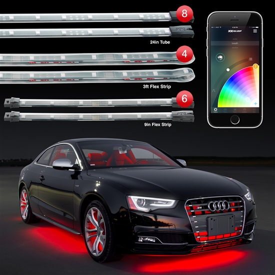 Smart Phone controlled 18pc 16 Million Color Undercar Light Kit - Click Image to Close